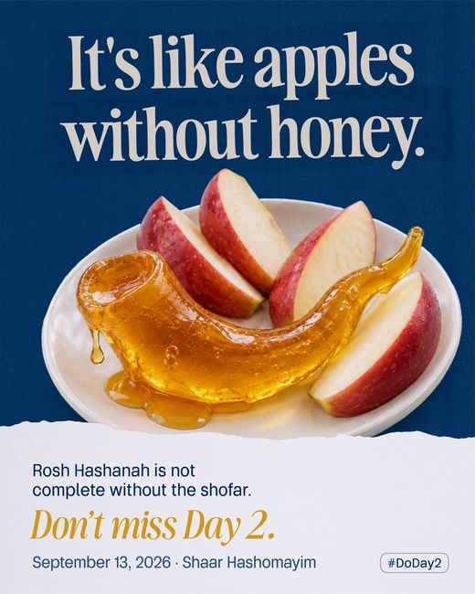 Apple slices on a white plate with a pour of honey holding the shape of a shofar, a drop running off the rim.