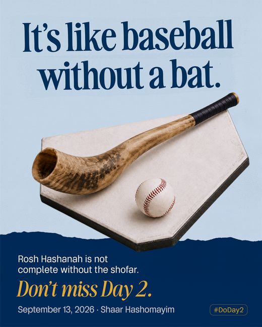 A baseball and a shofar taped like a bat handle, lying together on home plate.