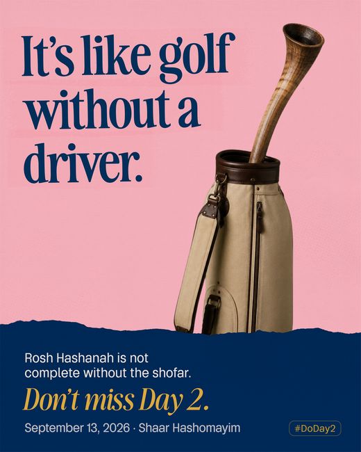 A canvas golf bag with a single club in it — a long shofar standing in for the driver.